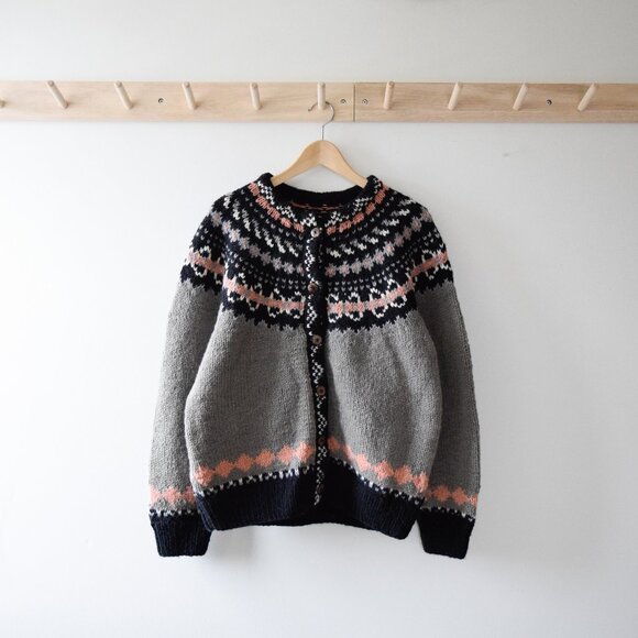 OOAK hand knit wool cardigan - Picture 1 of 4